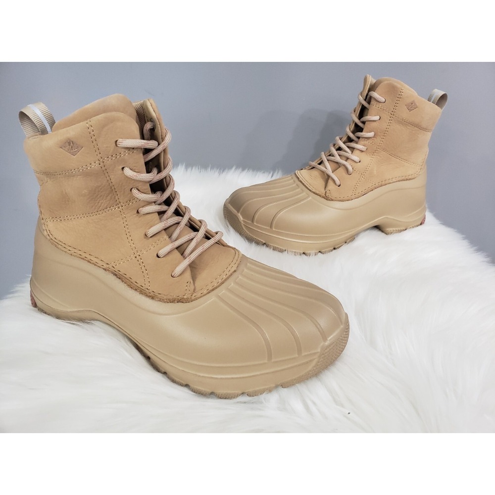 NEW NO BOX Sperry Duck Float Ankle Lace Rain Boots Tan 7 Waterproof